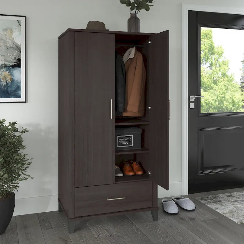 Wysoka szafka do przedpokoju Somerset z drzwiczkami i szufladą marki Bush Furniture