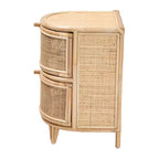 bali & pari Oleta Nowoczesna Szafka Nocna Boho Naturalny Brązowy Rattan 2 Szuflady