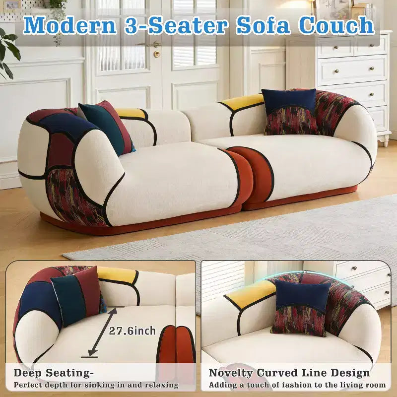 Dyonery 104-calowa ultradługa nowoczesna sofa narożna, modułowa sofa wypoczynkowa na podłodze, wyposażona w poduszki, nie wymaga montażu