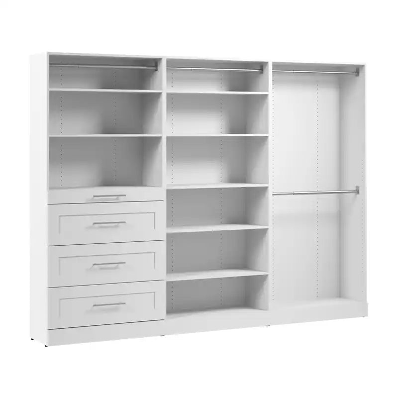 107 Modułowy system garderoby z drążkami, półkami i szufladami w stylu Shaker