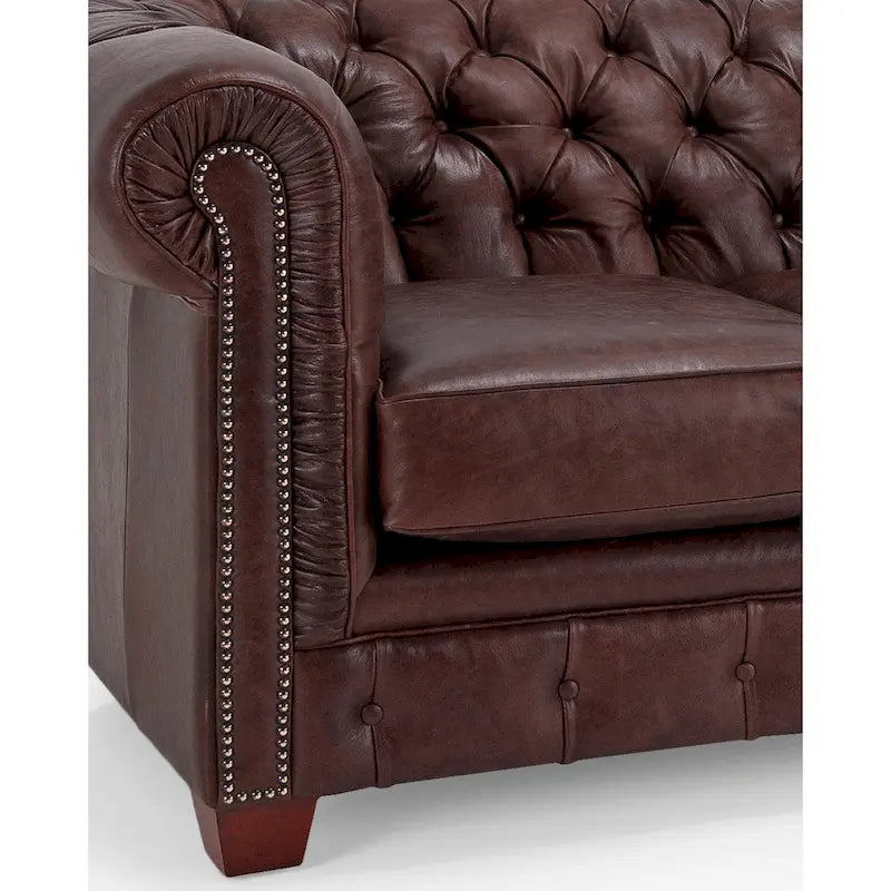 Sofa Chesterfield Hancock z włoskiej skóry licowej z pikowaniem – 31 wys. x 86 szer. x 40 gł.