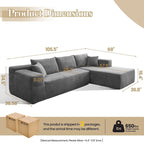 HOOOWOOO Nowoczesna narożna sofa modułowa w stylu minimalistycznym, wykonana z sztruksu, do salonu