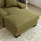 Nowoczesna sofa z funkcją spania typu chaise longue w stylu mid-century, o powiększonych wymiarach, z poduszką