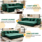 Rozkładana sofa 3 w 1 Whisen Velvet typu king-size z ruchomym podnóżkiem i pikowanym wzorem