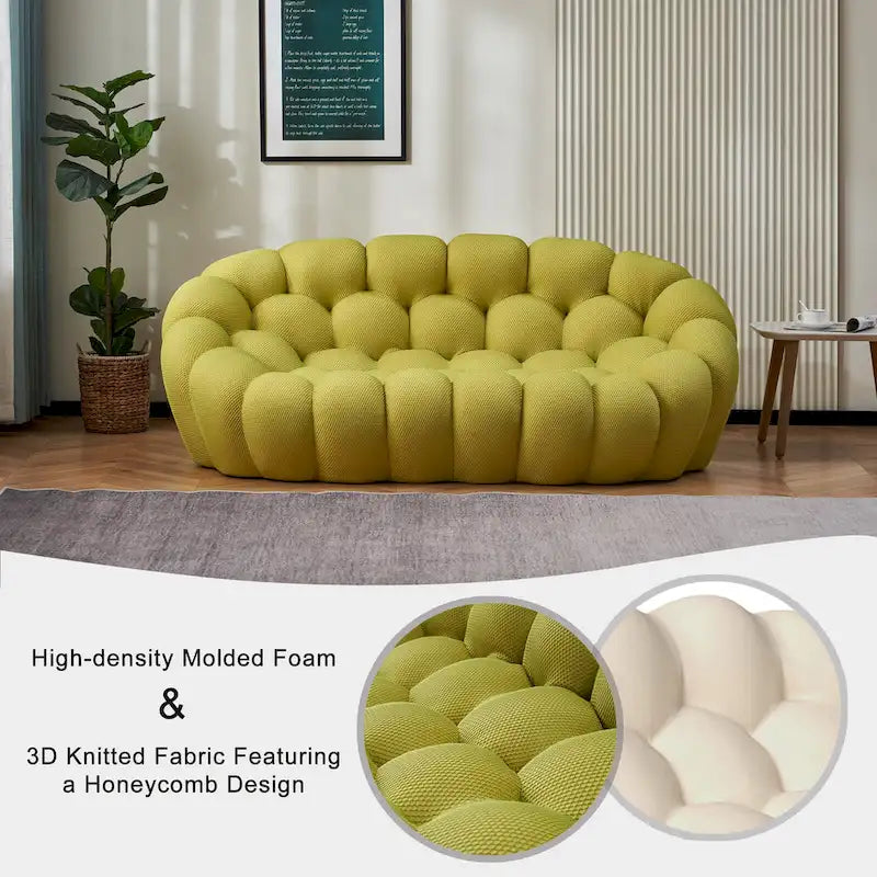 Dwuosobowa sofa typu bubble, zakrzywiona, o strukturze plastra miodu, z tkaniny 3D, do salonu, pokoju dziennego, mieszkania