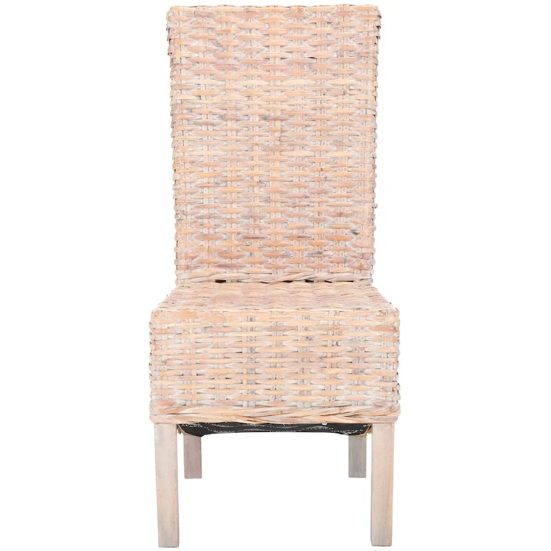 Zestaw 2 krzeseł jadalnianych z naturalnej wikliny, 48 szer. x 56 gł. x 104 wys. cm, styl boho coastal