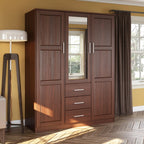 Palace Imports 100% szafa trzydrzwiowa Cosmo z litego drewna, z drzwiami z litego drewna lub lustrzanymi