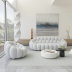 2 szt. sofa bąbelkowa 3D tapicerowana tkaniną o strukturze plastra miodu, 3-osobowa sofa bąbelkowa i sofa jednoosobowa do salonu