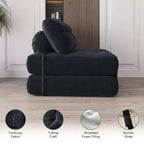 Rozkładana sofa futon z miękkiego sztruksu, składane łóżko podłogowe z poduszką i oparciem
