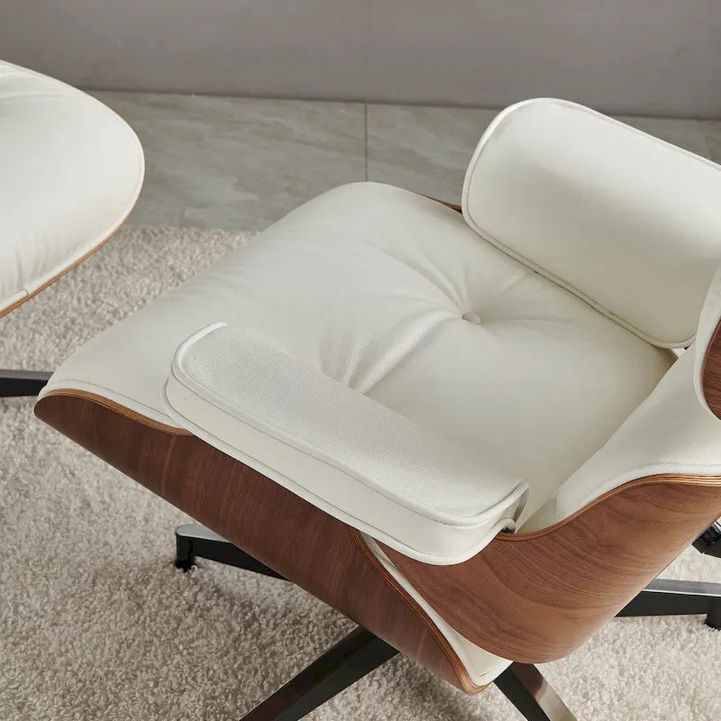 Skórzany fotel wypoczynkowy typu lounge w stylu Mid-Century Modern z funkcją rozkładania