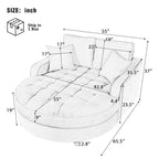 Sofa rozkładana typu chaise longue z chenille, tapicerowana sofa z pikowanym oparciem i 2 zdejmowanymi poduszkami do salonu