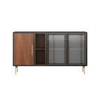 55.12 Komoda bufetowa w stylu Mid-Century Modern, szafka 3-drzwiowa, wielowarstwowa rama z litego drewna, fornir orzechowy, w pełni zmontowana - 55.12
