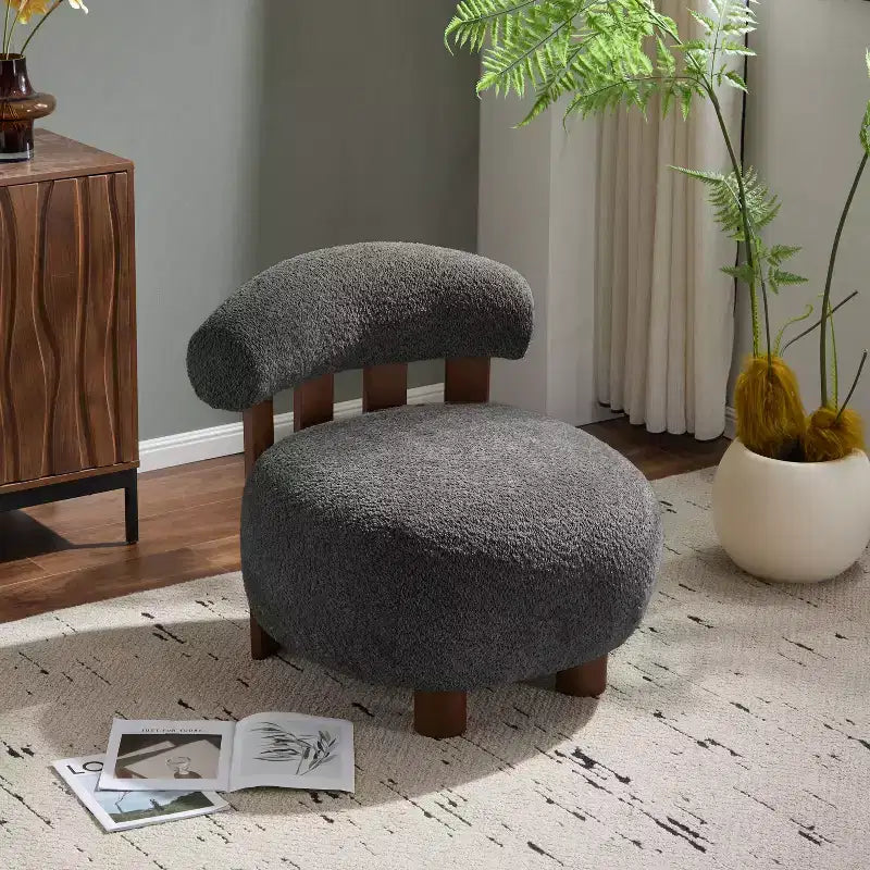 Christopher Knight Home Gareth Nowoczesny Drewniany Fotel Akcentowy Tapicerowany Bouclé