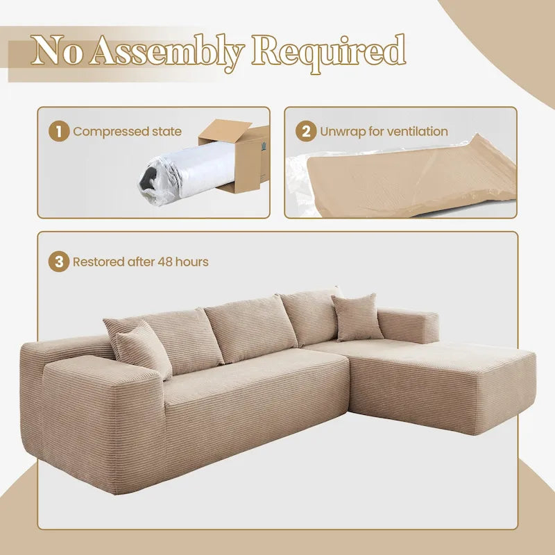 HOOOWOOO Nowoczesna narożna sofa modułowa w stylu minimalistycznym, wykonana z sztruksu, do salonu
