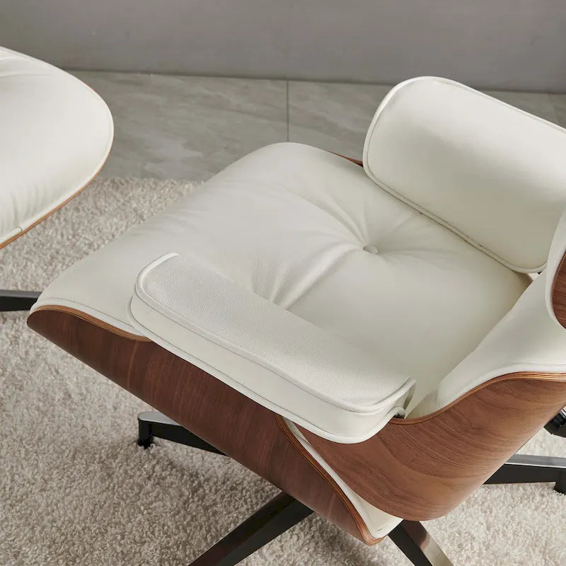 Skórzany fotel wypoczynkowy typu lounge w stylu Mid-Century Modern z funkcją rozkładania