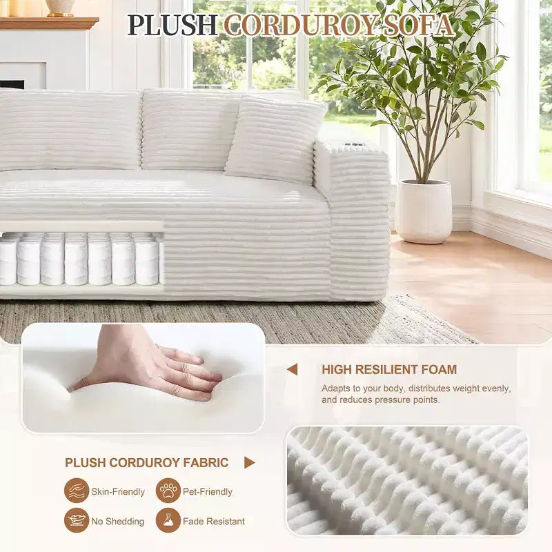 Modułowa sofa narożna Celebalcony 103 bez stelaża, narożnik w kształcie litery L z 2 uchwytami na kubki, miękka welurowa sofa niczym chmura do salonu, bez montażu