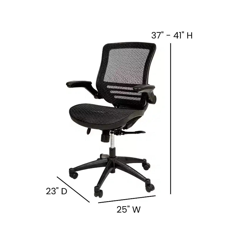 Obrotowe krzesło biurowe gabinetowe Flash Furniture z przezroczystej siatki, z zagłówkiem do połowy pleców i podnoszonymi podłokietnikami