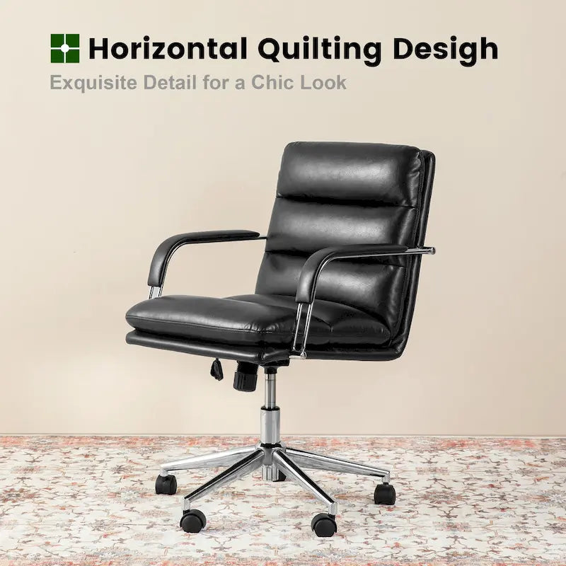 Glitzhome Skórzane Krzesło Biurowe Regulowane Obrotowe z Podłokietnikami Ergonomiczny Design