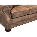 Rozkładana sofa Rancho Rustic Brown w obiciu z tkaniny typu skóra jelenia – 37 x 86 x 40