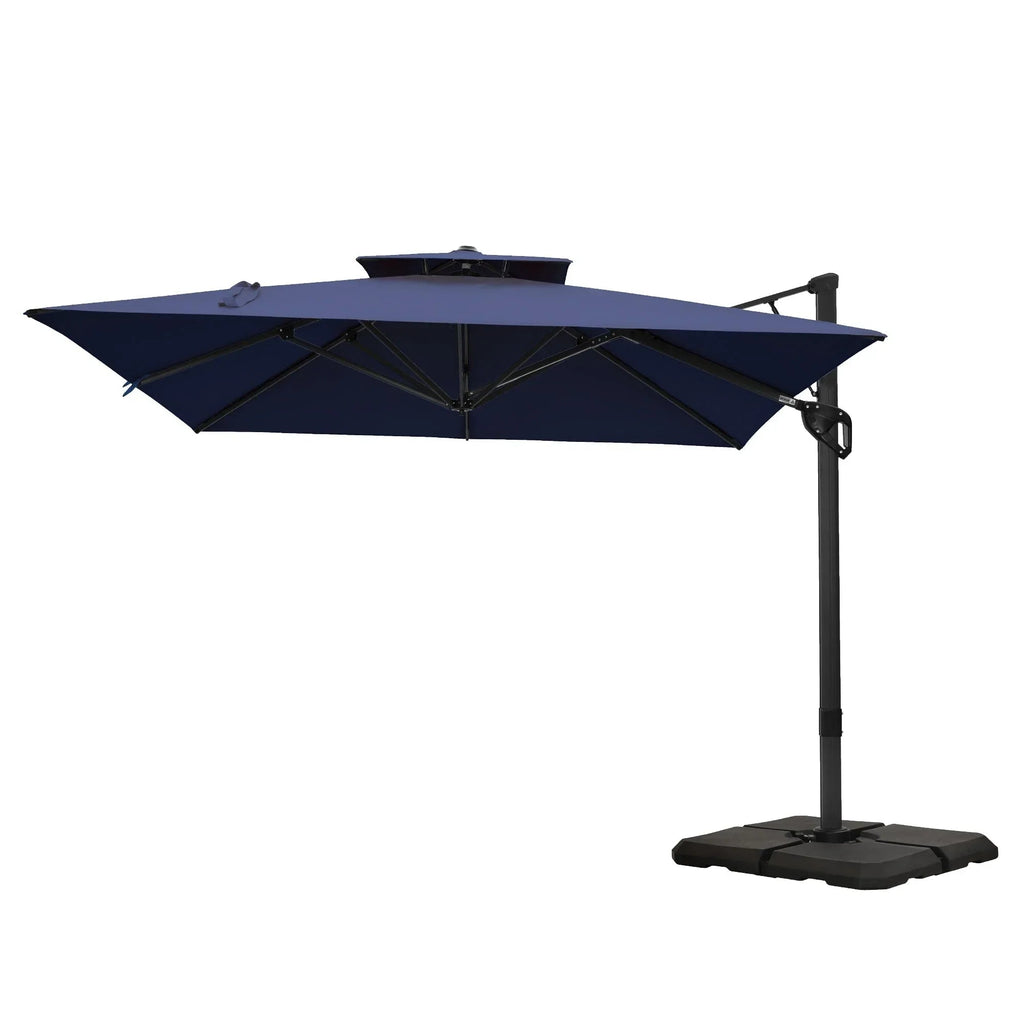 MAISON ARTS 12-stopniowy automatyczny hydrauliczny parasol wspornikowy, aluminiowy słup, obrót o 360 stopni