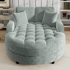 Sofa rozkładana typu chaise longue z chenille, tapicerowana sofa z pikowanym oparciem i 2 zdejmowanymi poduszkami do salonu