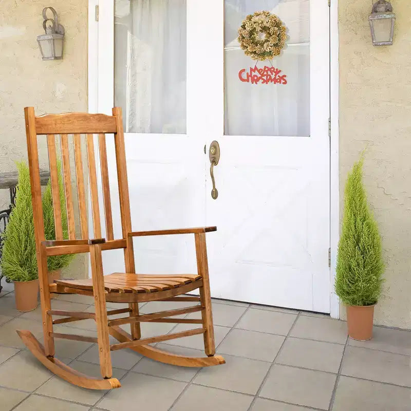 Karl Home | 24-calowy bujany fotel tarasowy z litego drewna