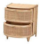 bali & pari Oleta Nowoczesna Szafka Nocna Boho Naturalny Brązowy Rattan 2 Szuflady