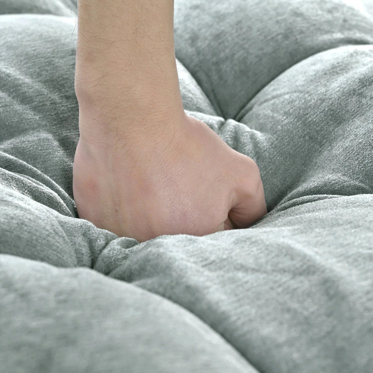 Sofa rozkładana typu chaise longue z chenille, tapicerowana sofa z pikowanym oparciem i 2 zdejmowanymi poduszkami do salonu