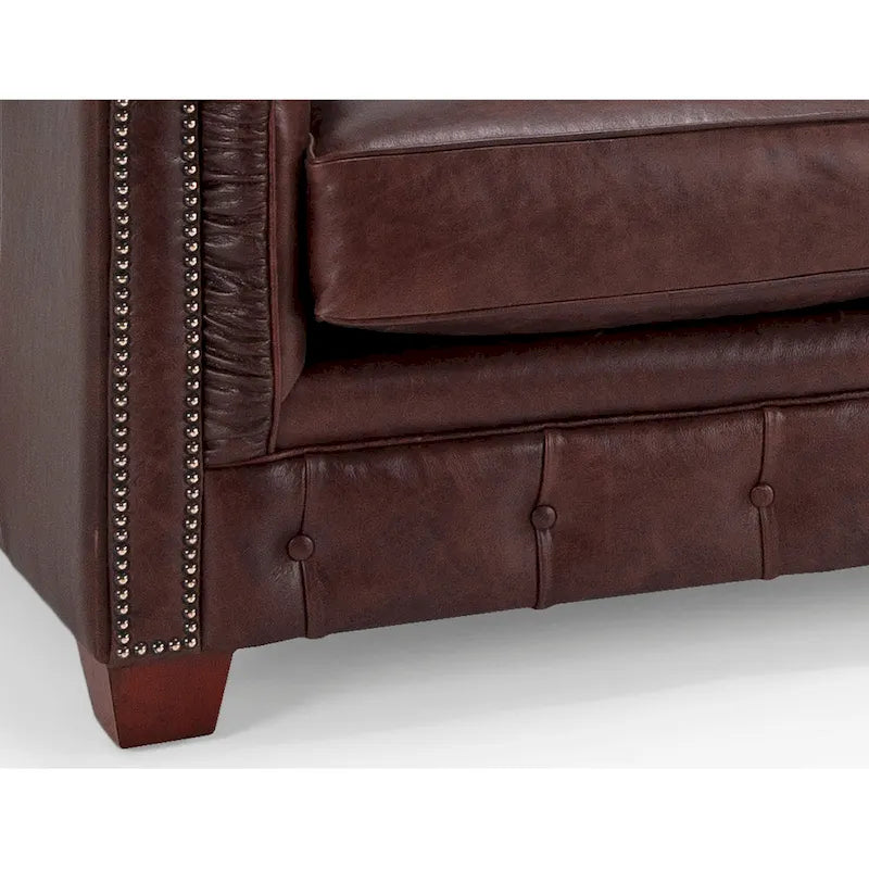 Sofa Chesterfield Hancock z włoskiej skóry licowej z pikowaniem – 31 wys. x 86 szer. x 40 gł.