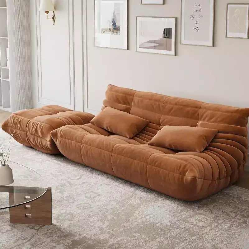 Wielka sofa typu bean bag i otomana, dwuosobowa sofa z zamszowej imitacji, przyjazna dla zwierząt, do salonu i biura