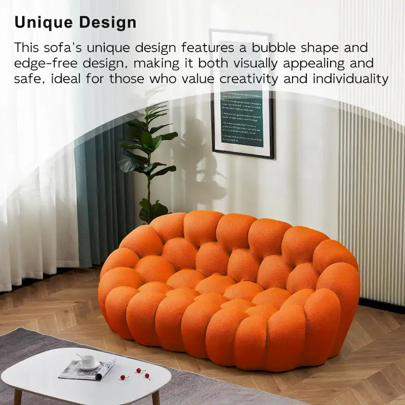 Dwuosobowa sofa typu bubble, zakrzywiona, o strukturze plastra miodu, z tkaniny 3D, do salonu, pokoju dziennego, mieszkania