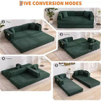 Rozkładana sofa 5 w 1, modułowa kanapa 78,8" z sztruksu z solidną ramą, wielofunkcyjny futon do małych przestrzeni, salonu i pokoju gościnnego