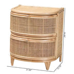 bali & pari Oleta Nowoczesna Szafka Nocna Boho Naturalny Brązowy Rattan 2 Szuflady