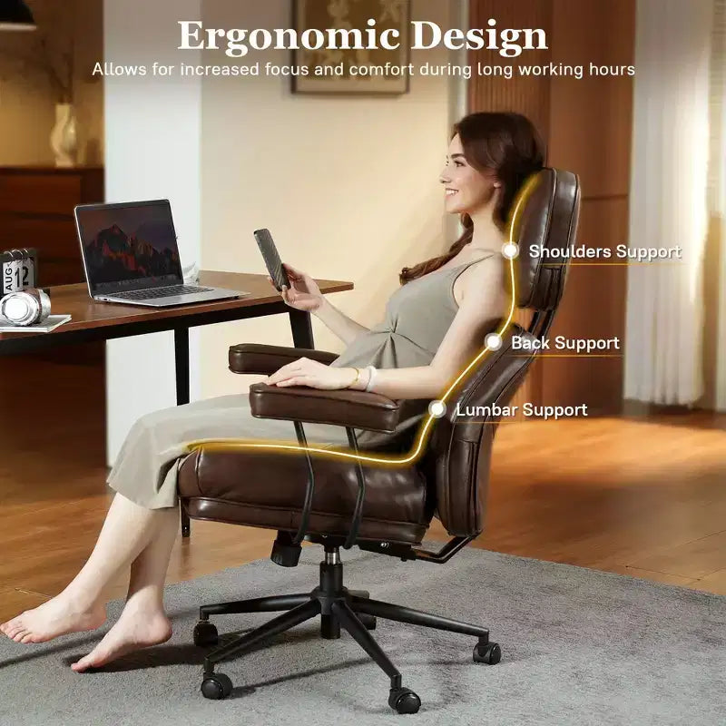 HOMLUX Wysokie krzesło biurowe z funkcją odchylania, ergonomiczne krzesło biurkowe z wygodnym podparciem lędźwi i karku