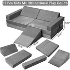 Wspinaczka na poduszce, 12-częściowa modułowa sofa do zabawy z kwadratową basenikiem z piłeczkami i zjeżdżalnią, zestaw poduszkowy do zabawy