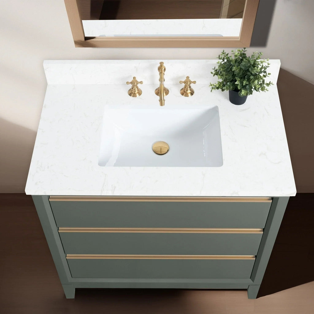 Szafka łazienkowa Vanity Art z ceramicznym umywalkiem i blatem z marmuru kompozytowego