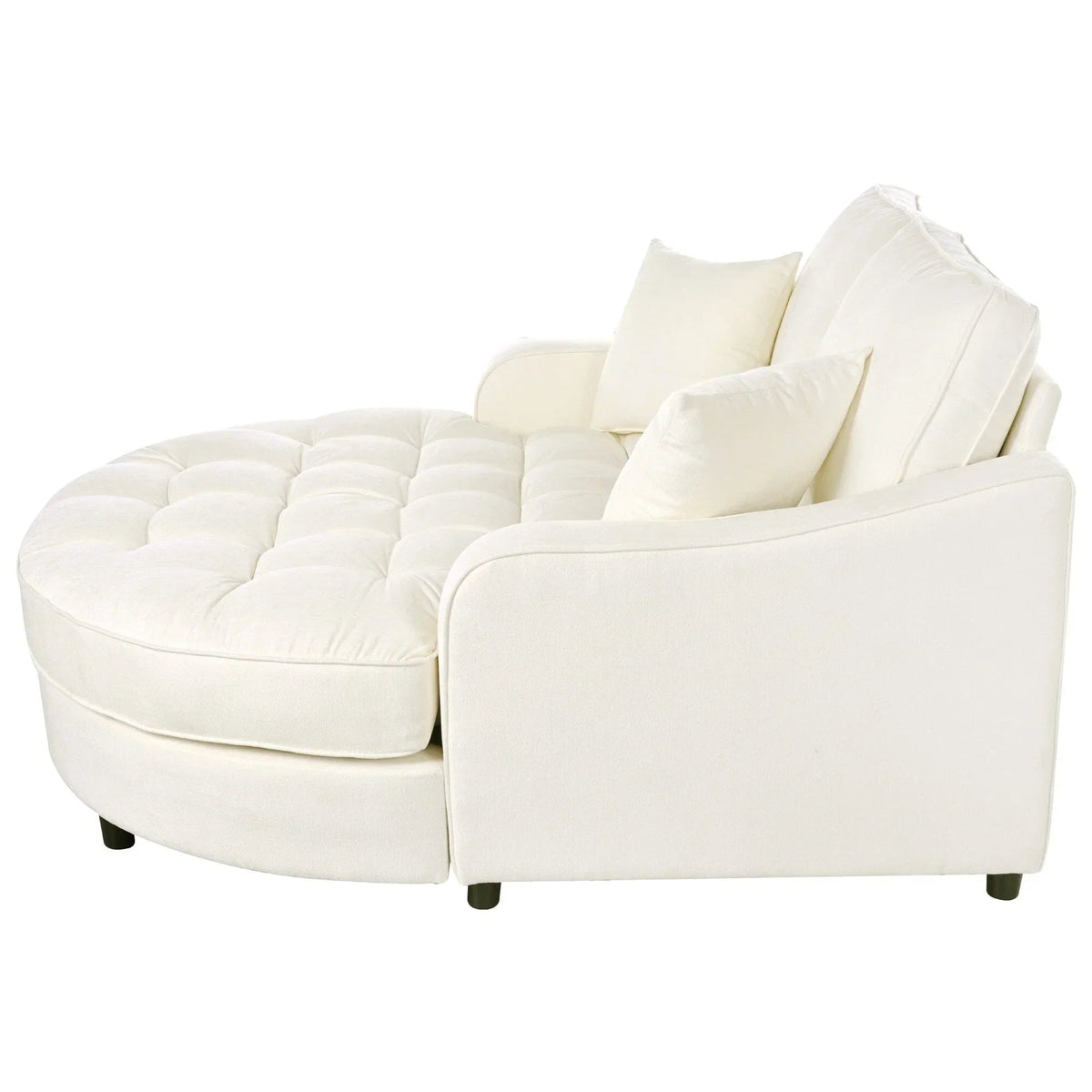 Sofa rozkładana typu chaise longue z chenille, tapicerowana sofa z pikowanym oparciem i 2 zdejmowanymi poduszkami do salonu