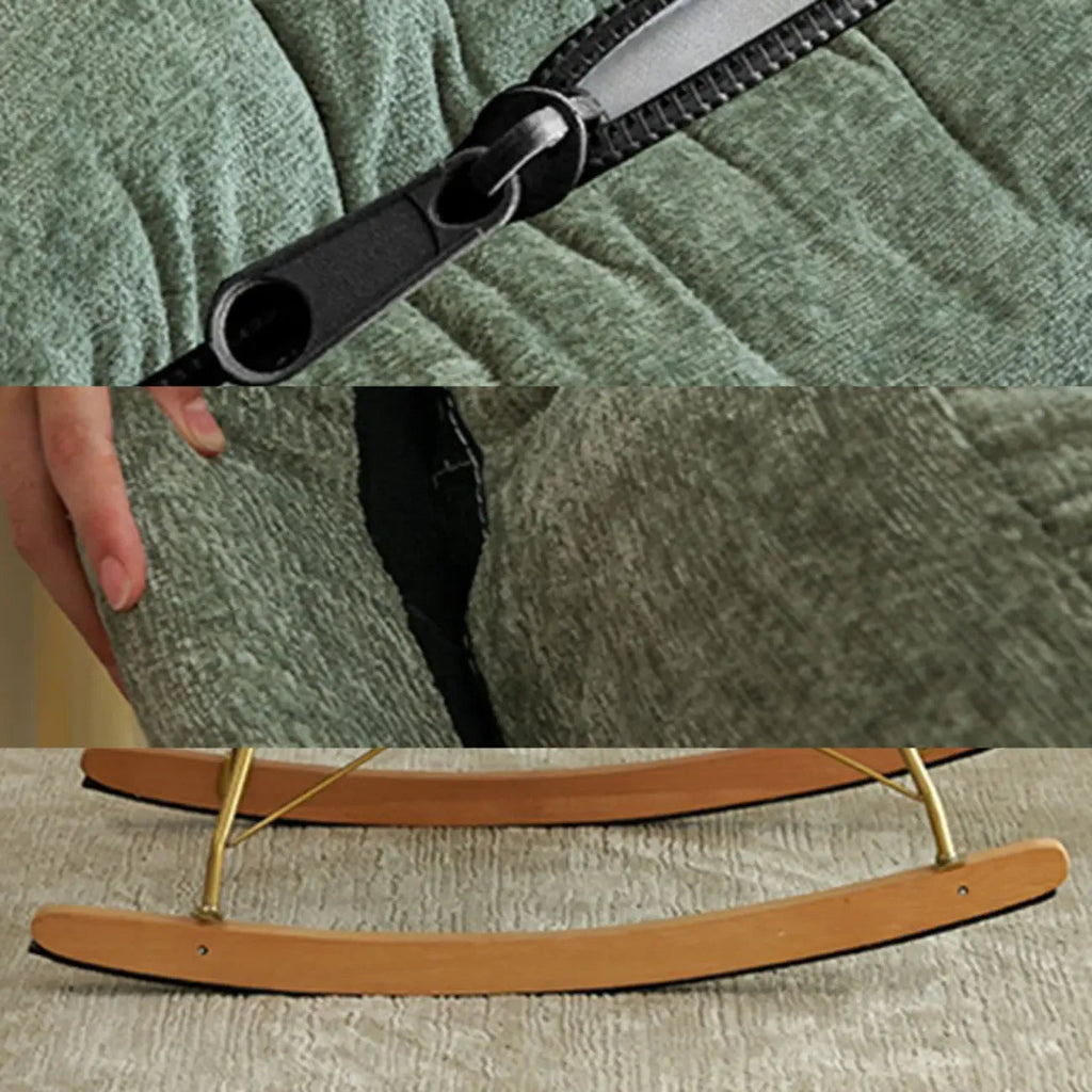 Nowoczesny, ergonomiczny fotel bujany z tapicerką welurową do pokoju dziecięcego
