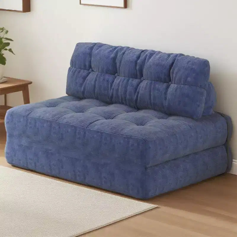 Rozkładana sofa futon z miękkiego sztruksu, składane łóżko podłogowe z poduszką i oparciem