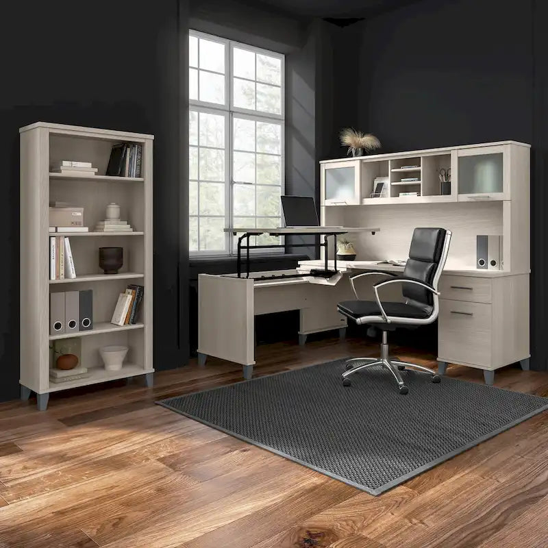 Biurko w kształcie litery L Somerset 60 cali z nadstawką do przechowywania od Bush Furniture