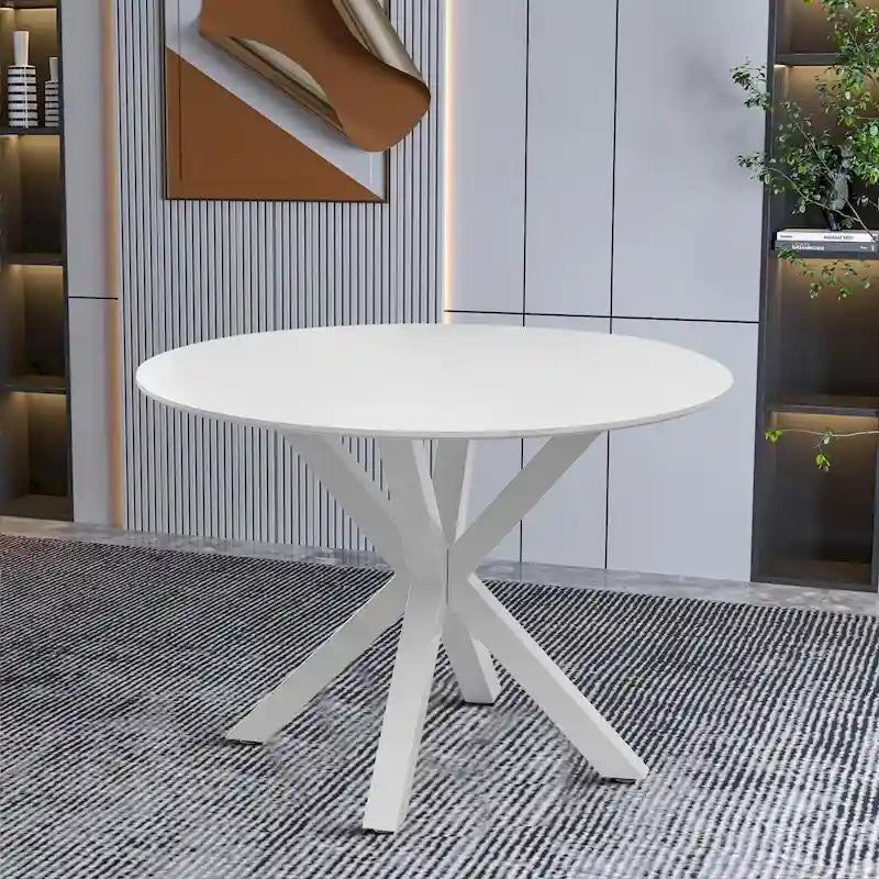 Nowoczesny minimalistyczny okrągły stół do jadalni z blatem MDF i metalowymi nogami