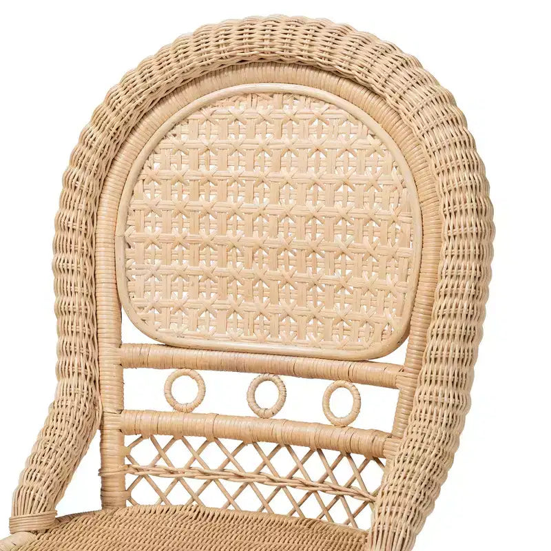 bali & pari Jelita Nowoczesny zestaw 2 krzeseł do jadalni w stylu boho z naturalnego brązowego rattanu