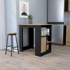 FM FURNITURE Wyspa kuchenna Arial z melaminy, czarny/naturalny dąb