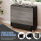 Moasis 5-częściowy/7-częściowy składany zestaw jadalny ze stołem z klapami i taboretami ze schowkiem dla maksymalnie 6 osób