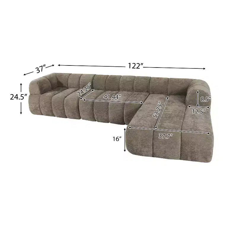 Sofa modułowa w kształcie litery L Christopher Knight Home Keri 122 w stylu nowoczesnym, z pianki o wysokiej gęstości, z niskim oparciem