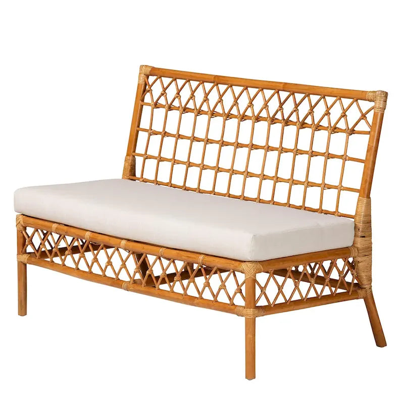 Zestaw 3-częściowy do jadalni z ławką Capella Modern Bohemian Honey Rattan
