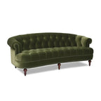 Sofa Chesterfield La Rosa 84 w stylu Mid-Century Modern, tapicerowana aksamitem i przeszywana głęboko