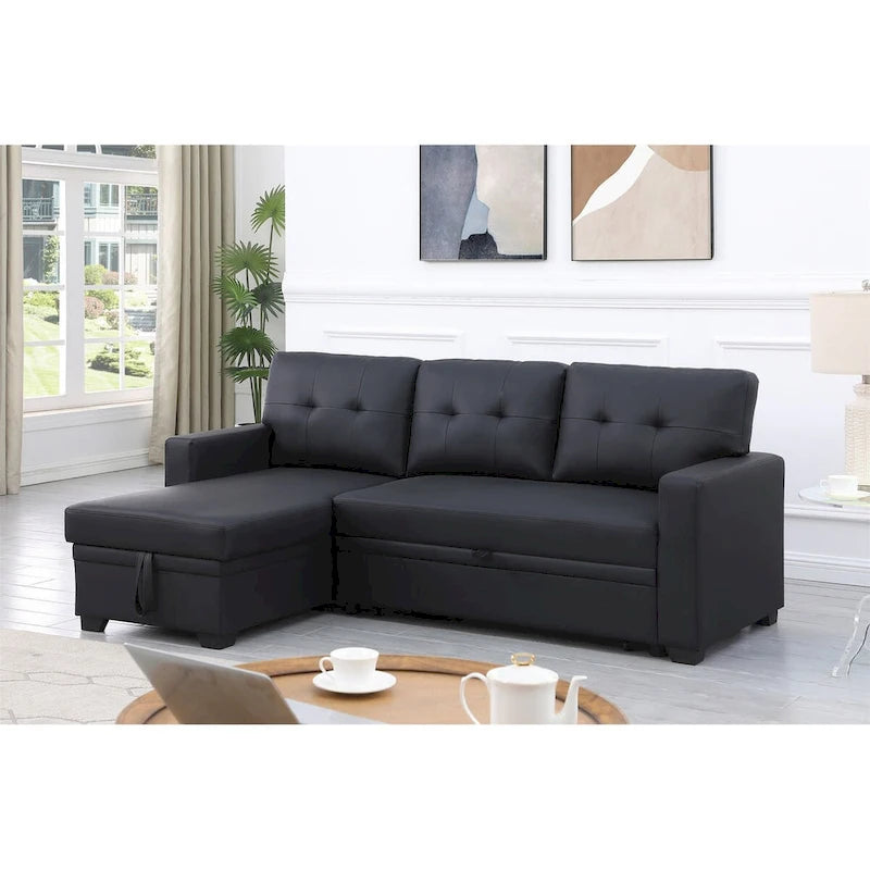 Tapicerowana rozkładana sofa narożna z narożnikiem