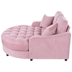 Sofa rozkładana typu chaise longue z chenille, tapicerowana sofa z pikowanym oparciem i 2 zdejmowanymi poduszkami do salonu