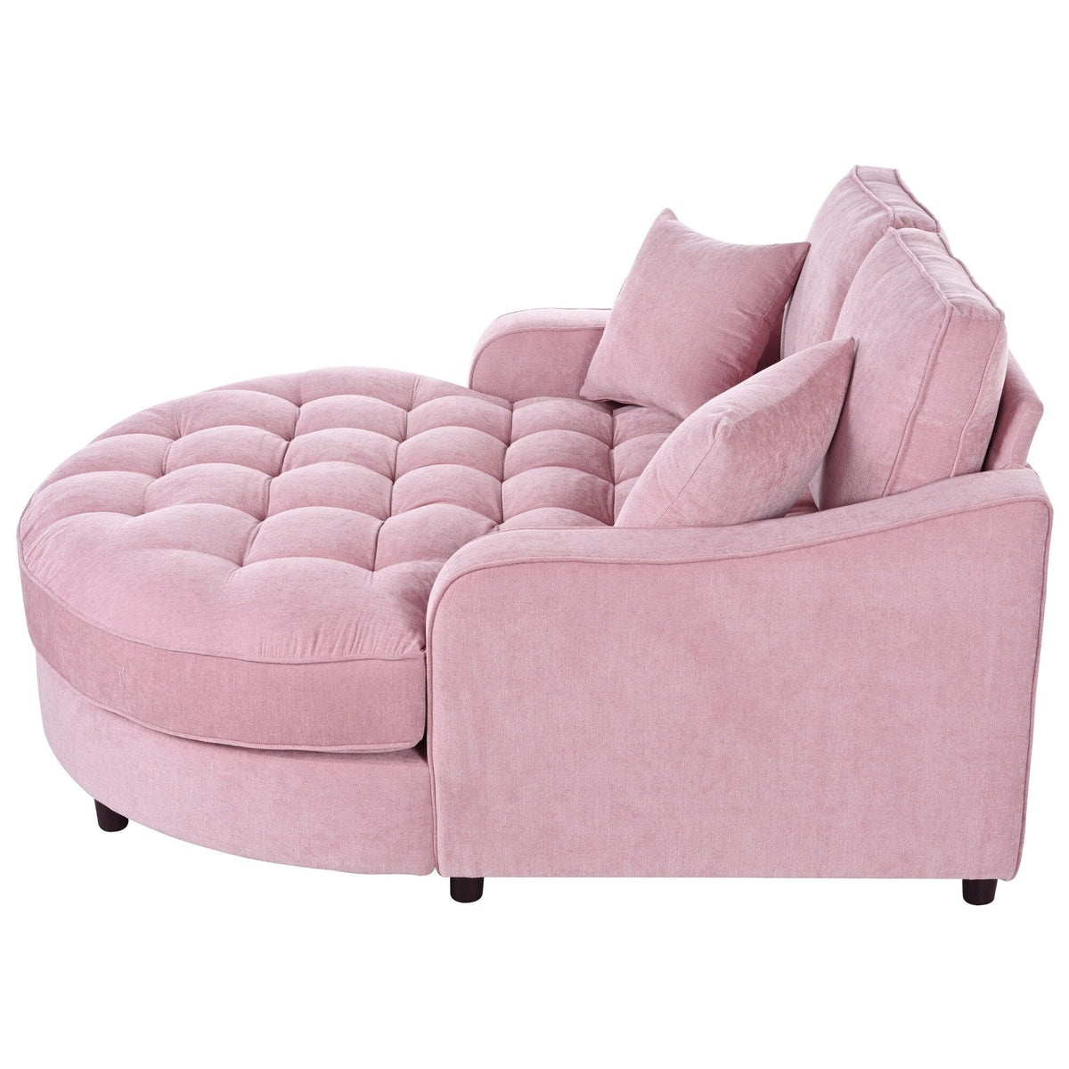 Sofa rozkładana typu chaise longue z chenille, tapicerowana sofa z pikowanym oparciem i 2 zdejmowanymi poduszkami do salonu